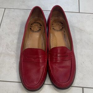 Red leather penny loafer